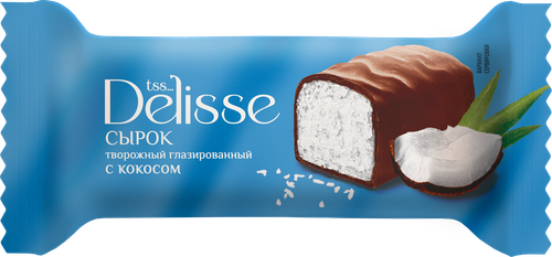Сырок творожный глазированный DELISSE с кокосом 26%, без змж, 40г, фотография
