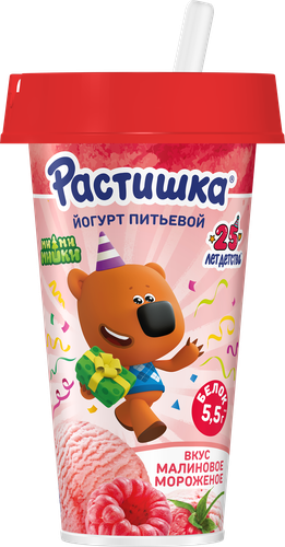 Йогурт питьевой РАСТИШКА со вкусом малинового мороженого 2,8%, без змж, 190г, картинка