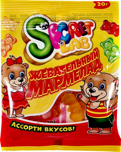 Мармелад жевательный SECRET LAB Мармеладная семейка ассорти вкусов, 20г, крупный план