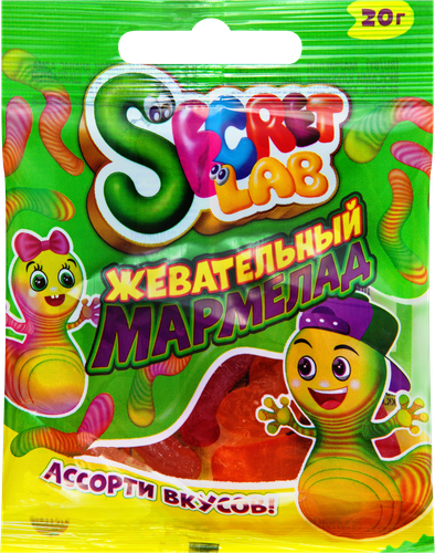 Мармелад жевательный SECRET LAB Мармеладная семейка ассорти вкусов, 20г, крупный план
