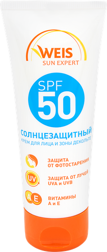 Крем солнцезащитный для лица и зоны декольте WEIS SPF50, 75мл, крупный план