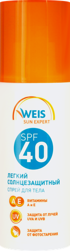 Спрей солнцезащитный для тела WEIS Легкий SPF40, 150мл, вид