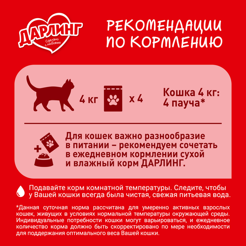 Корм влажный для взрослых кошек ДАРЛИНГ Курица в подливе 75г, фото