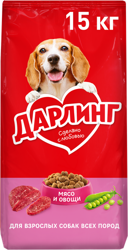 Корм сухой для взрослых собак ДАРЛИНГ с мясом, 15кг, детальное фото