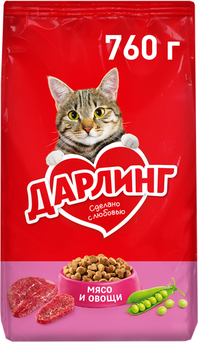 Корм сухой для взрослых кошек ДАРЛИНГ с мясом, 760г, детальное фото