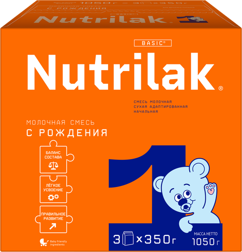 Смесь молочная NUTRILAK 1 адаптированная начальная, с рождения, 1050г, изображение
