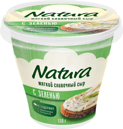 Сыр мягкий NATURA с зеленью 55%, без змж, 150г, картинка