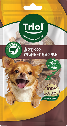 Лакомство для собак TRIOL Мини-палочки легкое говяжье, 30г, крупный план