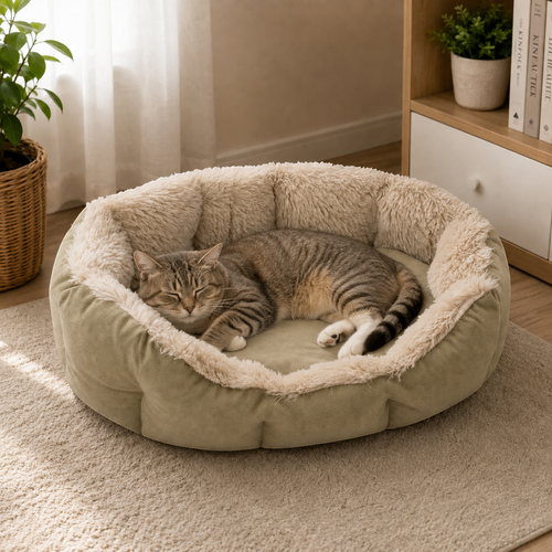 Лежак PAW WOW №2 овальный пухлый, с подушкой 52х41х16см, Арт. PW9362, картинка