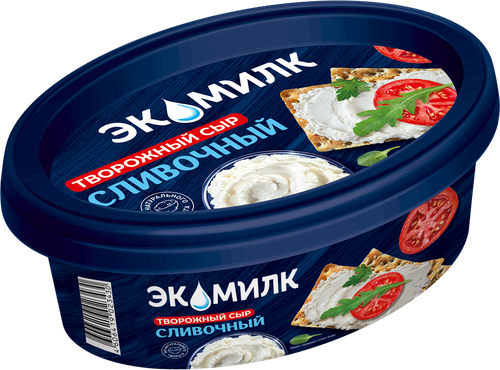 Сыр творожный ЭКОМИЛК 60%, без змж, 120г, крупный план