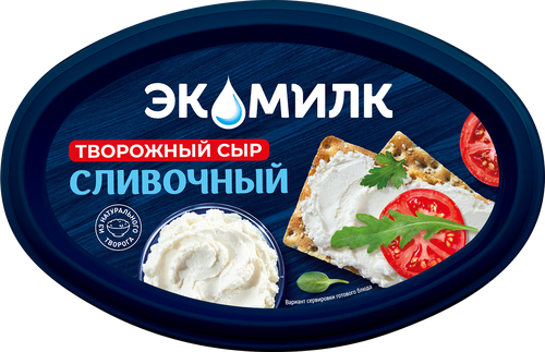 Сыр творожный ЭКОМИЛК 60%, без змж, 120г, вид