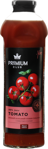 Сок PREMIUM CLUB из томатов с мякотью прямой холодный отжим, 0.93л, фото