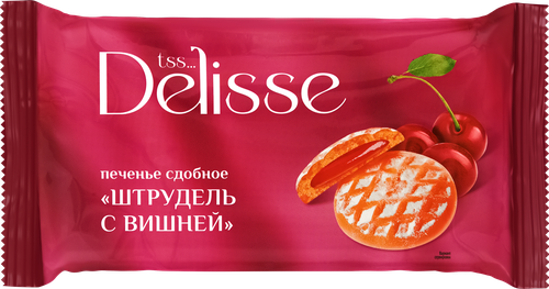Печенье сдобное DELISSE Штрудель с вишней, 255г, картинка