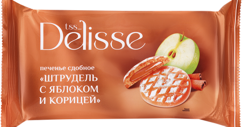Печенье сдобное DELISSE Штрудель с яблоком и корицей, 255г, картинка