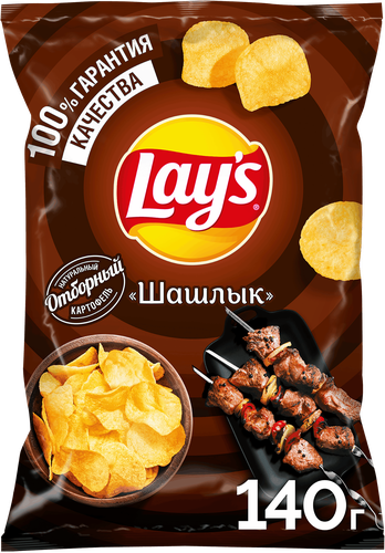 Чипсы картофельные LAY'S со вкусом шашлыка, 140г, детальное фото