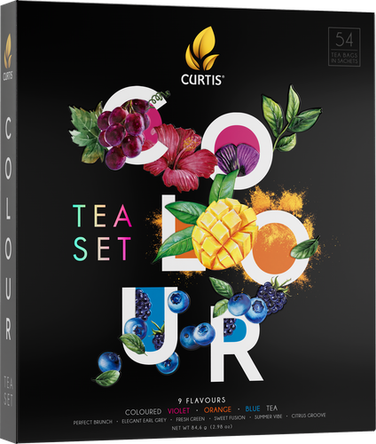 Чай черный и зеленый CURTIS Colour Tea Set Ассорти из 9 вкусов с цветными чаями, 54пак, изображение