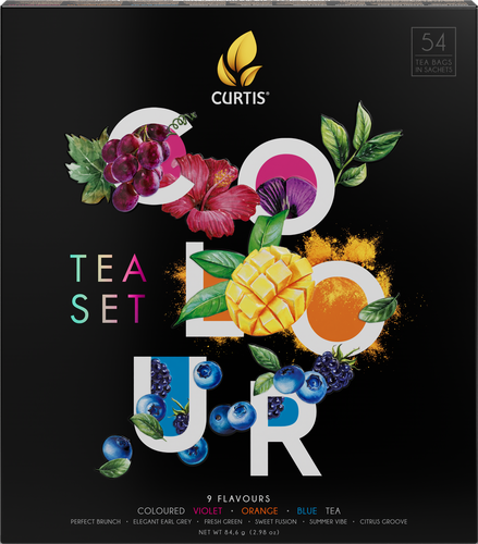 Чай черный и зеленый CURTIS Colour Tea Set Ассорти из 9 вкусов с цветными чаями, 54пак, фотография