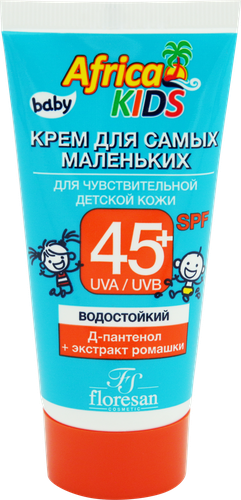 Крем солнцезащитный детский FLORESAN COSMETIC Africa Kids для самых маленьких SPF45+, для чувствительной кожи, 50мл, крупный план