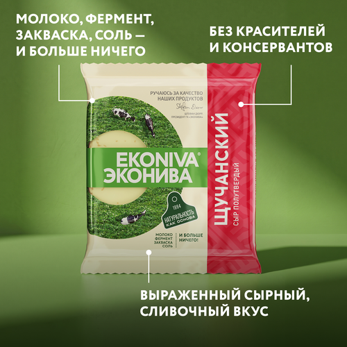 Сыр полутвердый ЭКОНИВА Щучанский 50%, без змж, 200г, вид