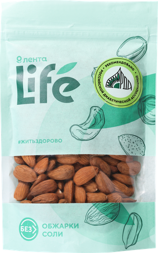 Миндаль ЛЕНТА LIFE натуральный, 200г, крупный план