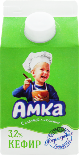 Кефир АМКА 3,2%, без змж, 450г, крупный план
