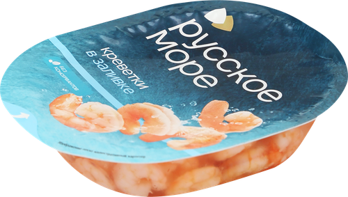 Креветки РУССКОЕ МОРЕ мясо в заливке, 180г, крупный план