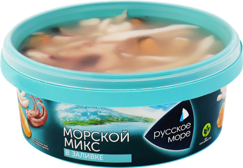 Коктейль из морепродуктов РУССКОЕ МОРЕ Морской микс, в заливке, 300г, фото