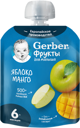 Пюре фруктовое GERBER Яблоко и манго, с 6 месяцев, 90г, изображение