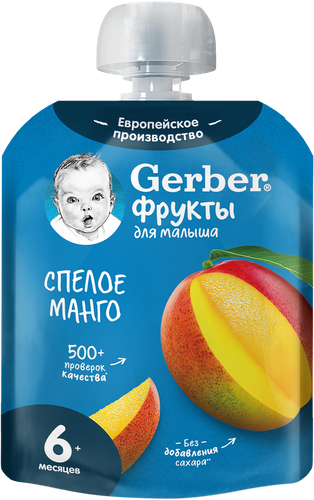 Пюре фруктовое GERBER Спелое манго, с 6 месяцев, 90г, фотография