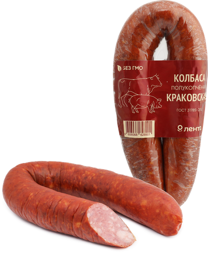Колбаса полукопченая ЛЕНТА Краковская, 360г, детальное фото