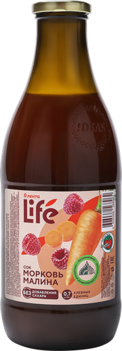 Сок ЛЕНТА LIFE Морковь, малина, 1л, крупный план