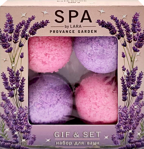 Набор подарочный SPA BY LARA Прованский сад, Соль шипучая + Бомбочки, 4шт, фото