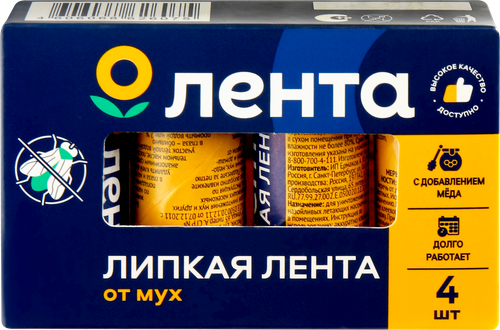 Средство инсектицидное ЛЕНТА Мухолов лента липкая, 4шт, детальное фото