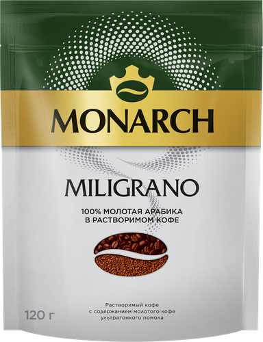 Кофе растворимый c добавлением молотого MONARCH Miligrano натуральный сублимированный, 120г, картинка