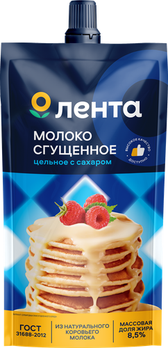Молоко сгущенное ЛЕНТА с сахаром, 100г, детальное фото