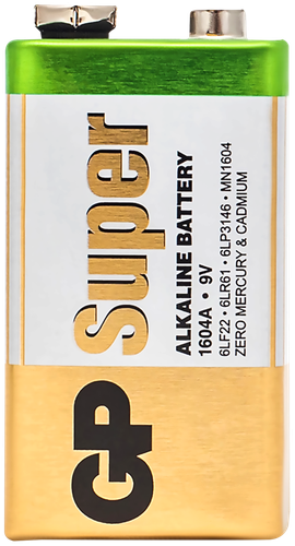 Батарейка алкалиновая GP Super Alkaline крона 9V, крупный план