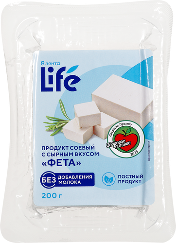 Продукт соевый ЛЕНТА LIFE Фета, с сырным вкусом, 200г, вид