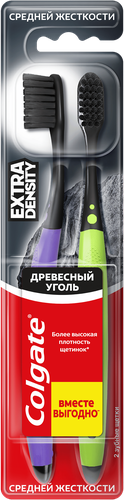 Зубная щетка COLGATE Extra density, средняя жесткость, 2шт, крупный план