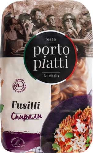 Макароны цельнозерновые PORTO PIATTI Fusilli Спирали, 450г, изображение
