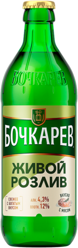 Пиво светлое БОЧКАРЕВ Живой розлив пастеризованное 4,3%, 0.43л, фото