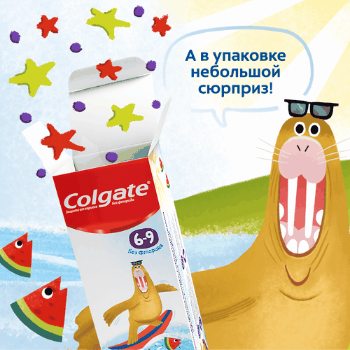 Зубная паста детская COLGATE Арбуз, без фторида, 6–9 лет, 60мл, фото