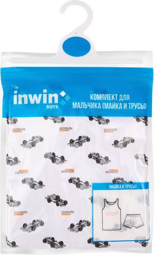 Комплект для мальчика INWIN майка и трусы, белый/черный, Арт. LUK031, картинка