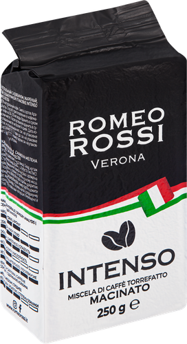 Кофе молотый ROMEO ROSSI Intenso натуральный жарнный, 250г, вид