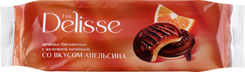 Печенье бисквитное DELISSE с желейной начинкой со вкусом апельсина, 137г, картинка