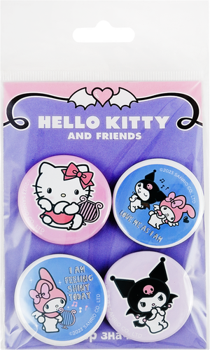 Набор значков закатных HELLO KITTY №1, №2, 10х8см, 4шт, картинка