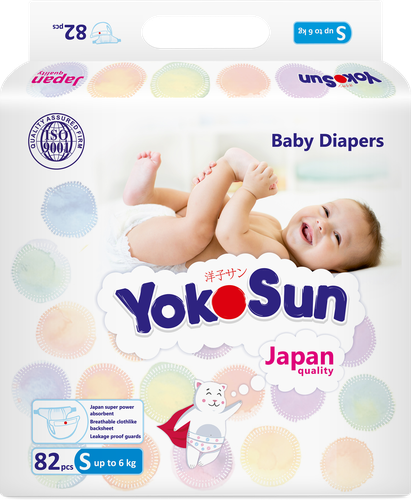 Подгузники YOKOSUN S до 6кг, 82шт, крупный план