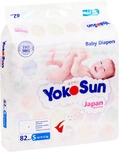 Подгузники YOKOSUN S до 6кг, 82шт, фотография