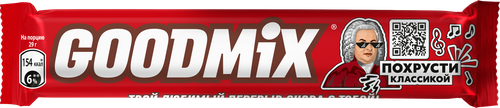 Батончик шоколадный GOODMIX молочный с хрустящей вафлей, 29г, детальное фото