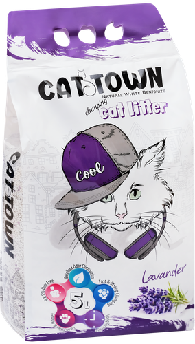 Наполнитель для кошачьего туалета CAT TOWN комкующийся с ароматом лаванды, 5л, фотография