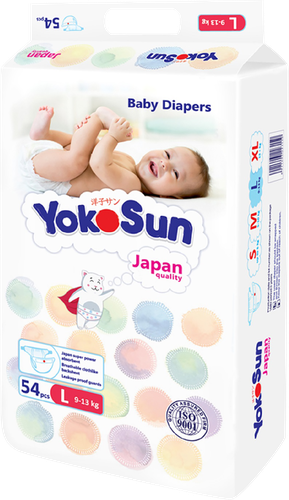 Подгузники YOKOSUN L 9–13кг, 54шт, крупный план